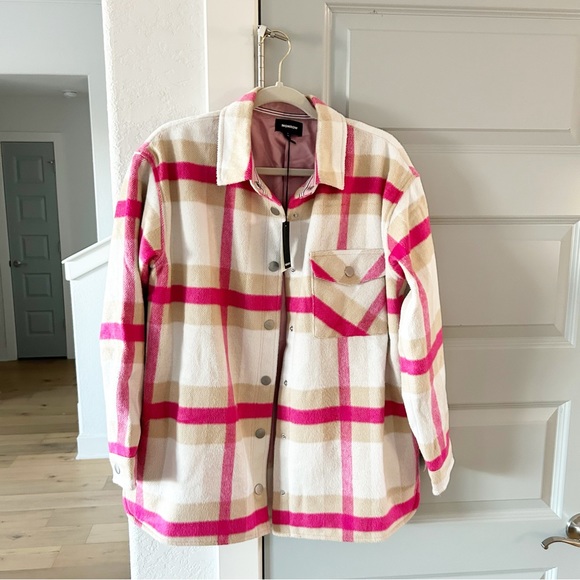 NWT Monrow Plaid Flannel Jacket Shacket - Picture 2 of 4